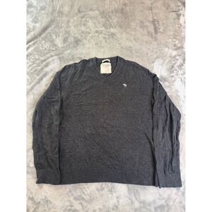 Abercrombie & Fitch Cashmere Sweater Mens L Gray V-Neck Long Sleeve Classic Fit